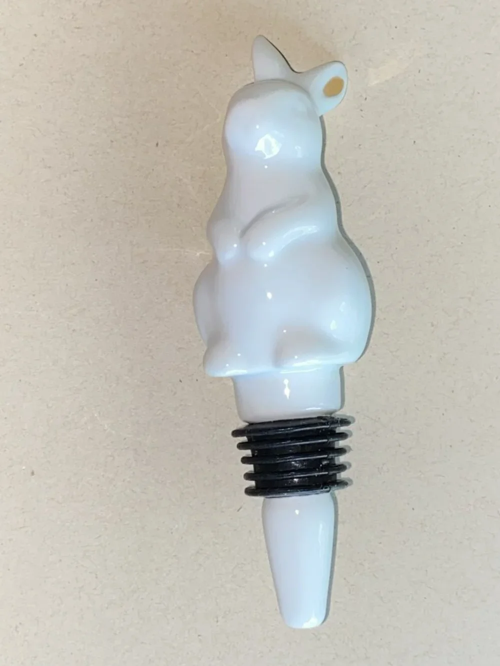 Threshold Sleek White Porcelain Bunny Rabbit Bottle Stopper w/Gold Accented Ears